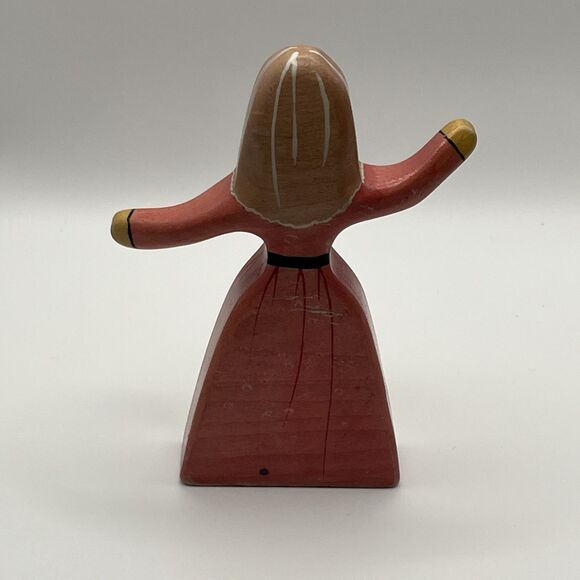 Vintage Russian Folk Art Hand Painted Doll Detailed Face Pink Dress 4.5” - Picture 5 of 7